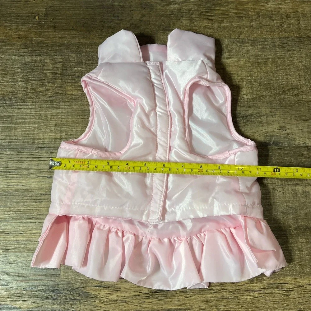 Dog Puffer Vest Size Medium Pink With Bow Hook & Loop Closure Coquette Gorpcore